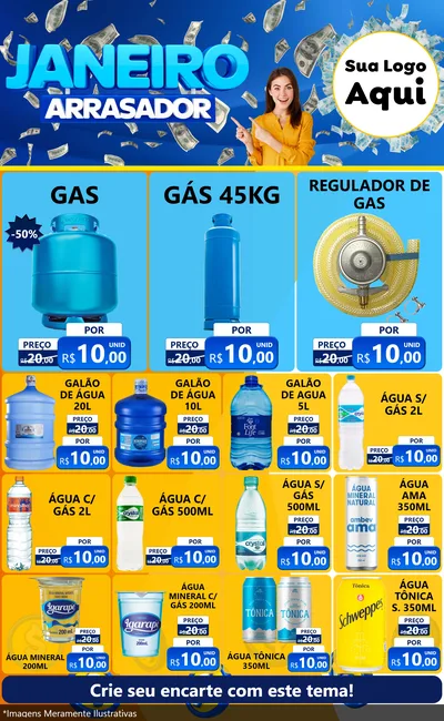 Modelo de Encarte para Encarte Grande com o tema Janeiro Arrasador para Água e gás