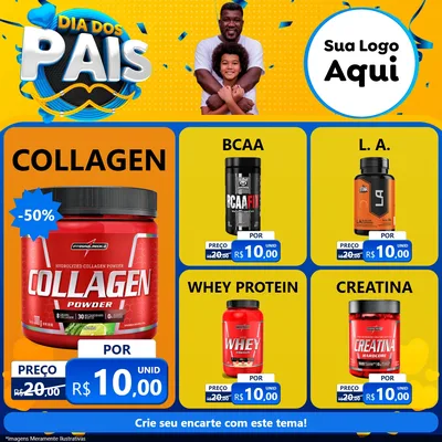 Modelo de Rede Social para Feed Facebook com o tema Dia dos Pais para Suplementos alimentares