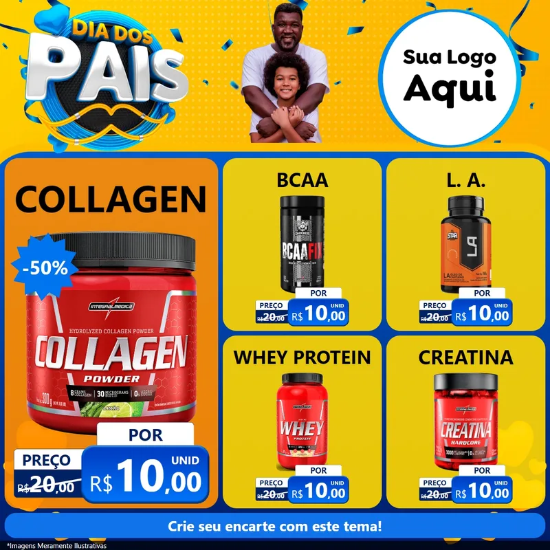 Modelo de Rede Social para Feed Facebook com o tema Dia dos Pais para Suplementos alimentares