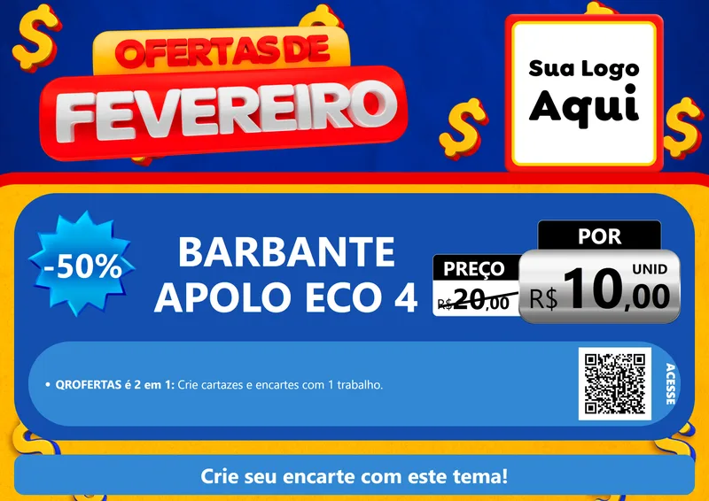 Modelo de Cartaz para Cartaz A4 Horizontal com o tema Ofertas de Fevereiro para Armarinho e Aviamentos
