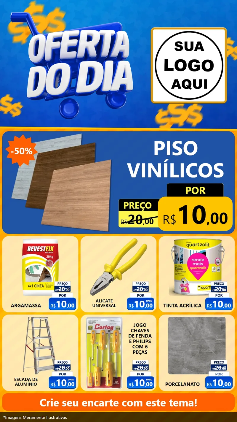 Modelo de Rede Social para Stories com o tema Oferta do Dia para Material para Construção
