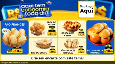 Modelo de TV para TV Horizontal com o tema Aqui Tem Economia Todo Dia para Padaria