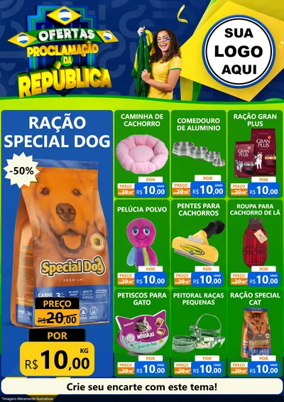 Modelo de Encarte para Encarte A4 Vertical com o tema Ofertas Proclamação da República para Pet Shop