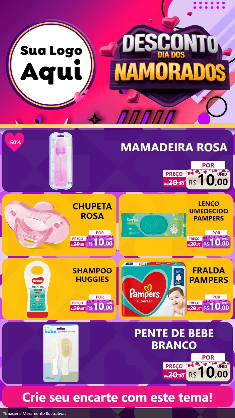 Modelo de TV para TV Vertical com o tema Desconto Dia dos Namorados para Bebês