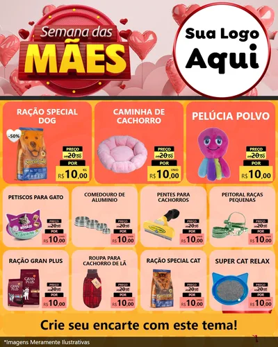 Modelo de Rede Social para Feed Instagram com o tema Semana das Mães para Pet Shop