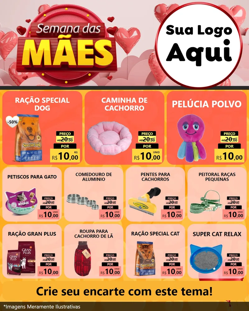 Modelo de Rede Social para Feed Instagram com o tema Semana das Mães para Pet Shop
