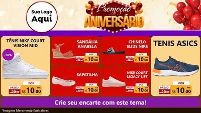Modelo de TV para TV Horizontal com o tema Promoção de Aniversário para Calçados