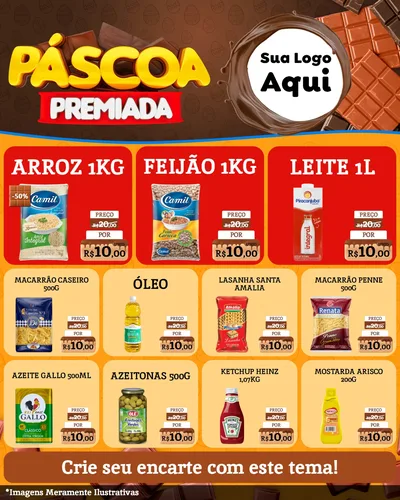 Modelo de Rede Social para Feed Instagram com o tema Páscoa Premiada para Supermercado