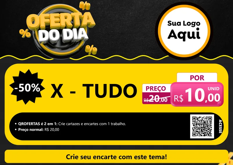 Modelo de Cartaz para Cartaz A4 Horizontal com o tema Oferta Do Dia para Hamburgueria