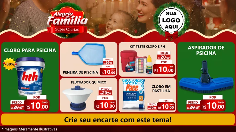 Modelo de TV para TV Horizontal com o tema Alegria Em Família - Super Ofertas para Produtos para Piscina