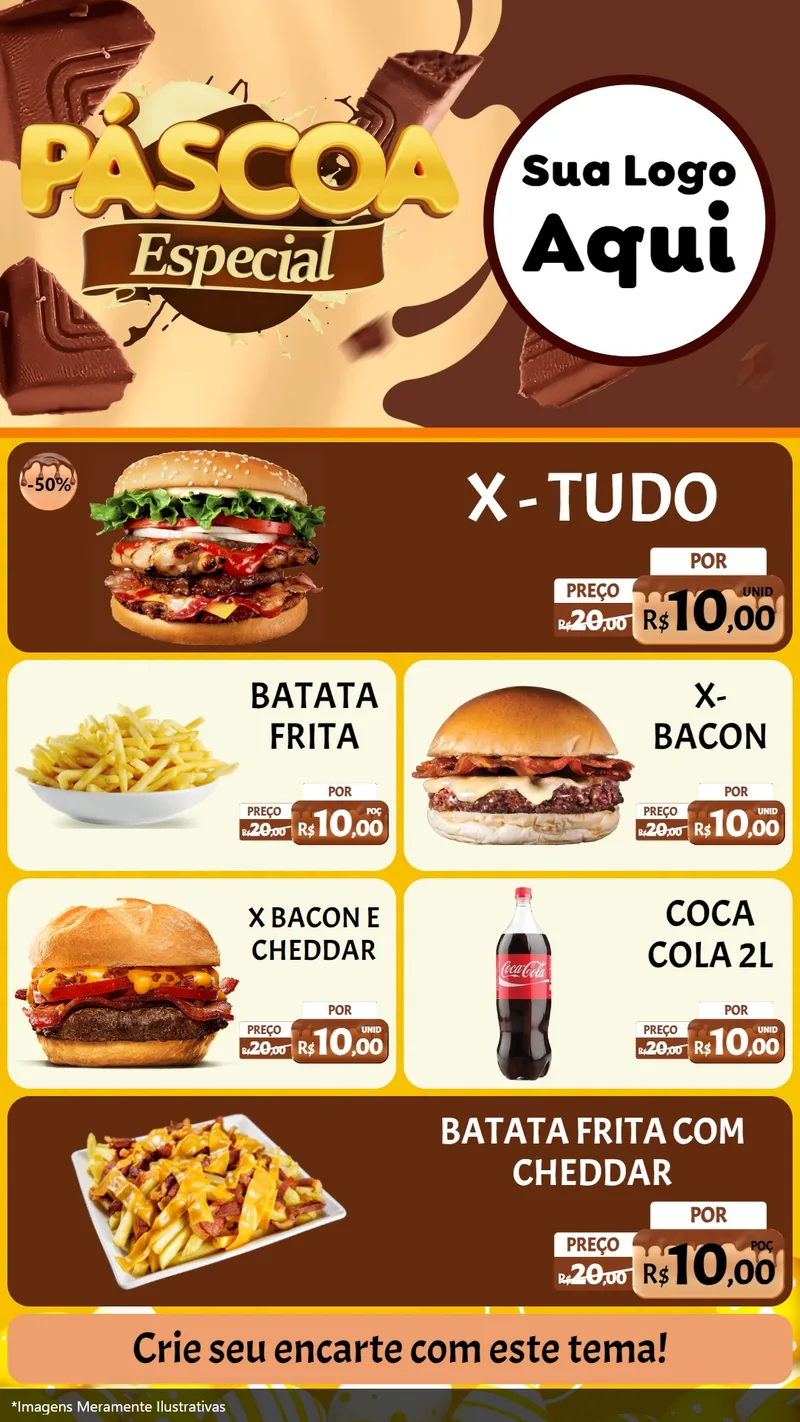 Modelo de TV para TV Vertical com o tema Páscoa Especial para Hamburgueria