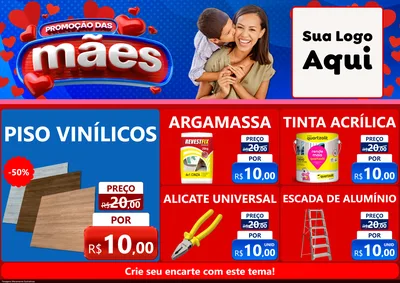 Modelo de Encarte para Encarte A4 Horizontal com o tema Promoção das Mães para Material para Construção