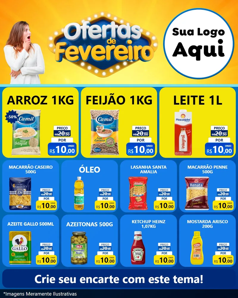 Modelo de Rede Social para Feed Instagram com o tema Ofertas de Fevereiro para Supermercado