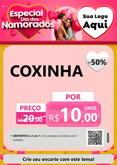Modelo de Cartaz para Cartaz A4 Vertical com o tema Especial Dia dos Namorados para Salgadaria