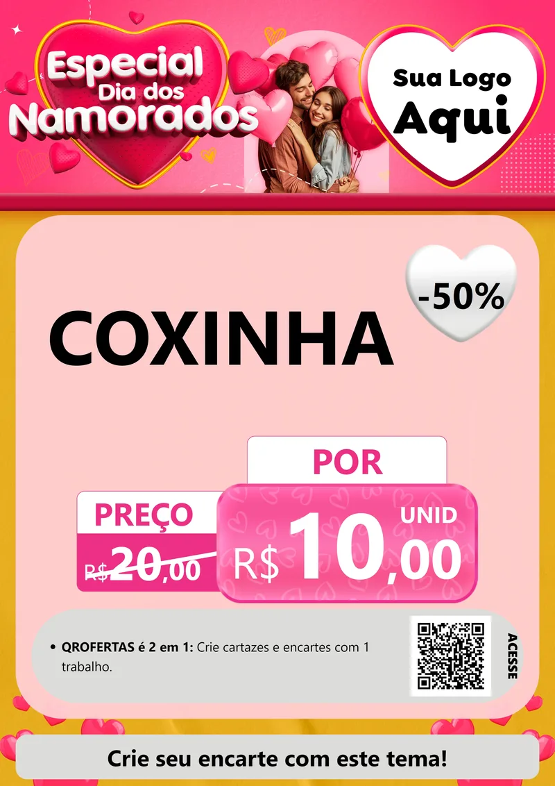 Modelo de Cartaz para Cartaz A4 Vertical com o tema Especial Dia dos Namorados para Salgadaria