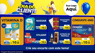Modelo de TV para TV Horizontal com o tema Especial Dia do Cliente para Farmácia