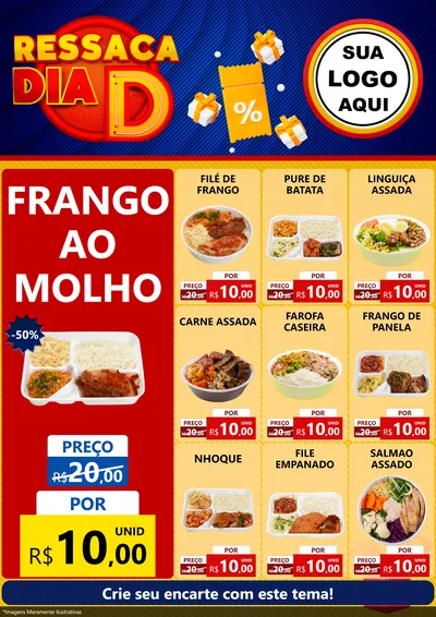 Modelo de Encarte para Encarte A4 Vertical com o tema Ressaca Dia D para Restaurante