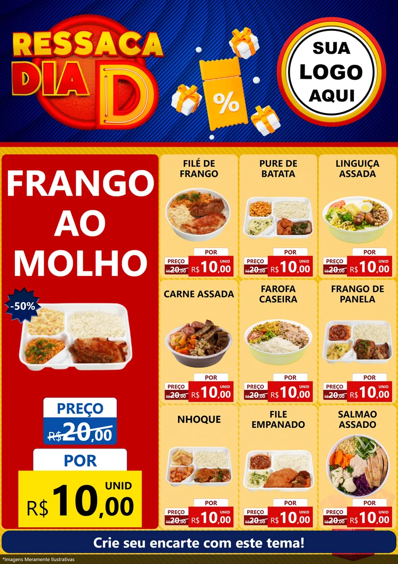 Modelo de Encarte para Encarte A4 Vertical com o tema Ressaca Dia D para Restaurante