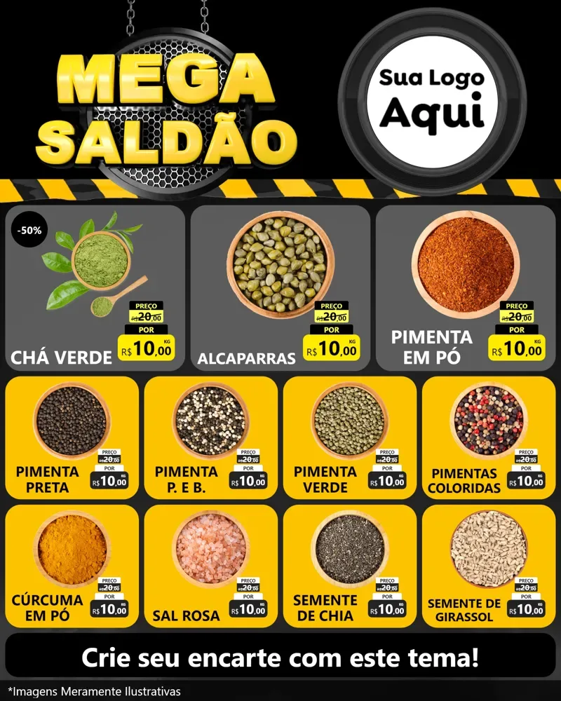 Modelo de Rede Social para Feed Instagram com o tema Mega Saldão para Produtos Naturais