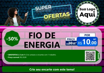 Modelo de Cartaz para Cartaz A4 Horizontal com o tema Super Ofertas para Materiais Elétricos