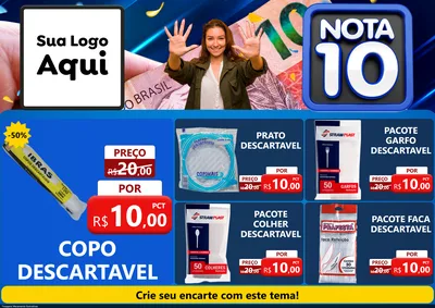 Modelo de Encarte para Encarte A4 Horizontal com o tema Nota 10 para Embalagens