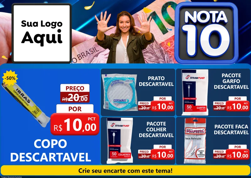 Modelo de Encarte para Encarte A4 Horizontal com o tema Nota 10 para Embalagens