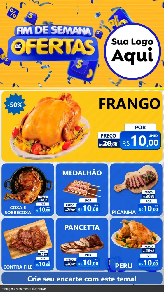 Modelo de Rede Social para Stories com o tema Fim de Semana de Ofertas para Assados
