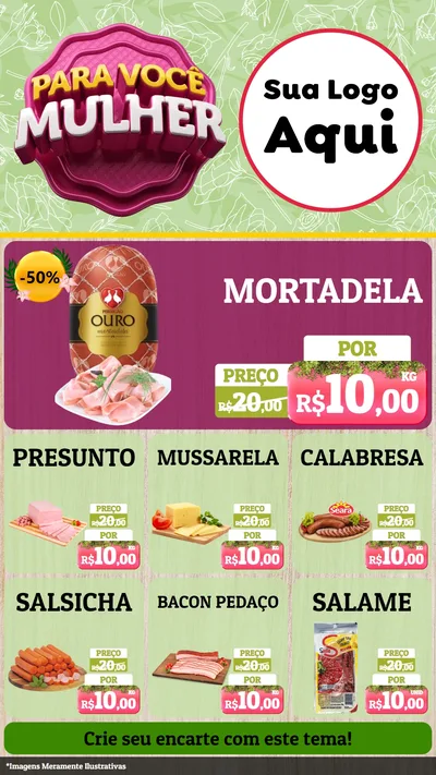 Modelo de Rede Social para Stories com o tema Para Você Mulher para Frios e Laticínios