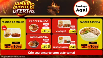 Modelo de TV para TV Horizontal com o tema Janeiro Quente de Ofertas para Restaurante