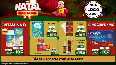 Modelo de TV para TV Horizontal com o tema Natal da Economia para Farmácia