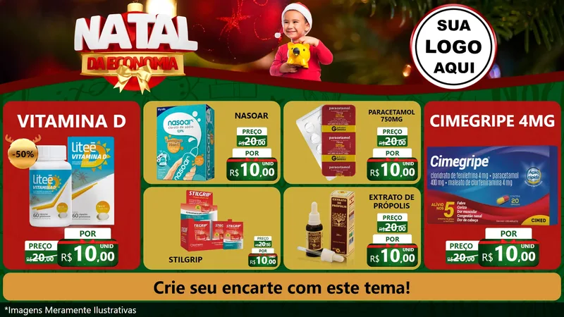 Modelo de TV para TV Horizontal com o tema Natal da Economia para Farmácia