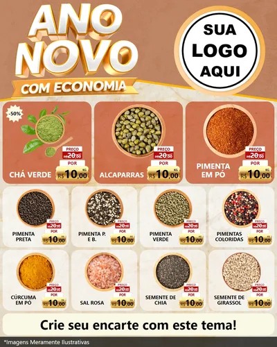 Modelo de Rede Social para Feed Instagram com o tema Ano Novo Com Economia para Produtos Naturais