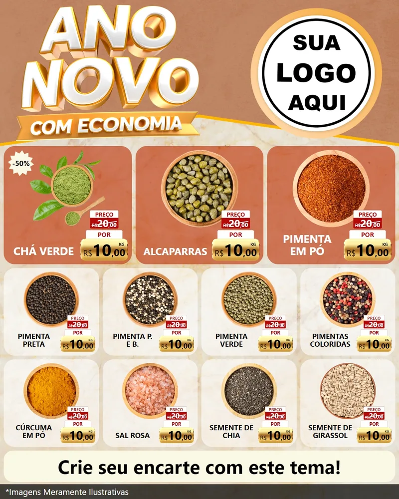 Modelo de Rede Social para Feed Instagram com o tema Ano Novo Com Economia para Produtos Naturais