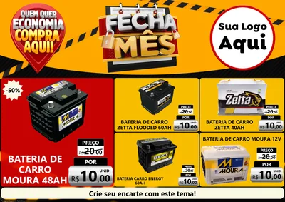 Modelo de Encarte para Encarte A4 Horizontal com o tema Fecha Mês para Baterias Elétricas