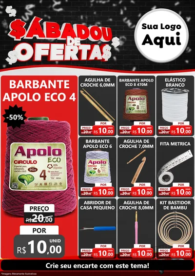 Modelo de Encarte para Encarte A4 Vertical com o tema Sabadou de Ofertas para Armarinho e Aviamentos