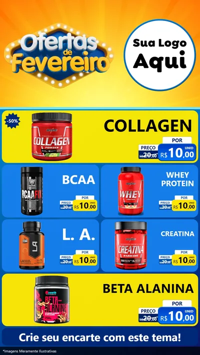 Modelo de TV para TV Vertical com o tema Ofertas de Fevereiro para Suplementos alimentares