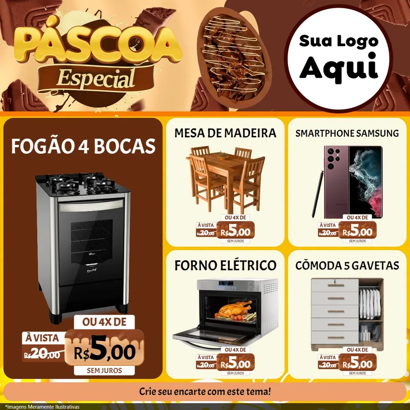 Modelo de Rede Social para Feed Facebook com o tema Páscoa Especial para Móveis e Eletro