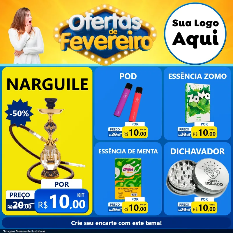 Modelo de Rede Social para Feed Facebook com o tema Ofertas de Fevereiro para Tabacaria