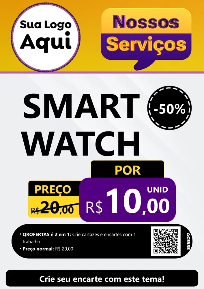 Modelo de Cartaz para Cartaz A4 Vertical com o tema Nossos Serviços para Informática
