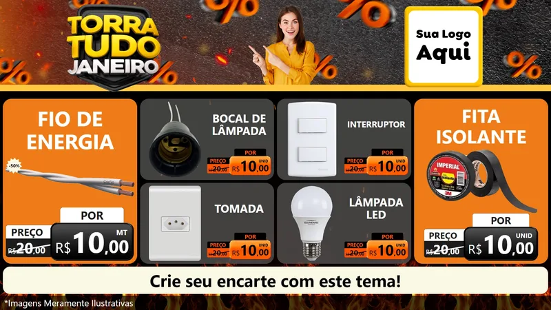 Modelo de TV para TV Horizontal com o tema Torra Tudo Janeiro para Materiais Elétricos