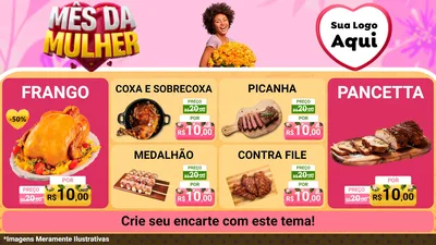Modelo de TV para TV Horizontal com o tema Mês da Mulher para Assados