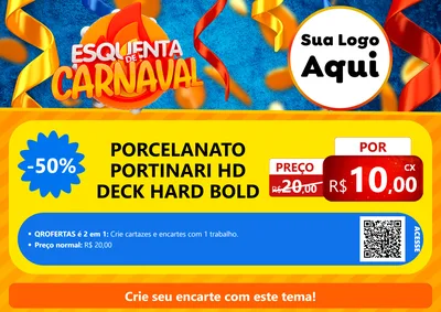 Modelo de Cartaz para Cartaz A4 Horizontal com o tema Esquenta de Carnaval para Pisos e revestimentos