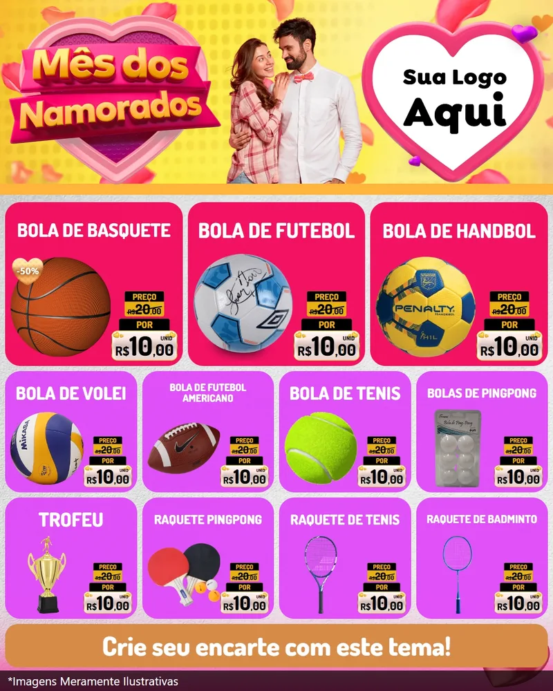 Modelo de Rede Social para Feed Instagram com o tema Mês dos Namorados para Artigos Esportivos