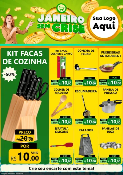 Modelo de Encarte para Encarte A4 Vertical com o tema Janeiro Sem Crise para Utilidades Domésticas