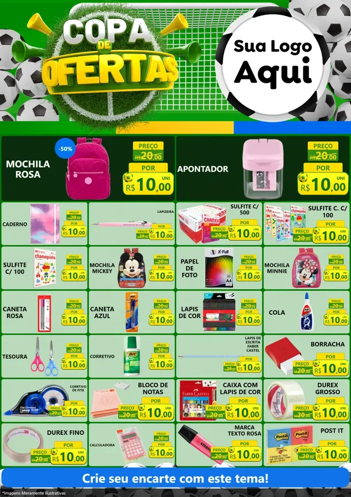 Modelo de Encarte para Encarte A4 Vertical com o tema Copa De Ofertas para Papelaria