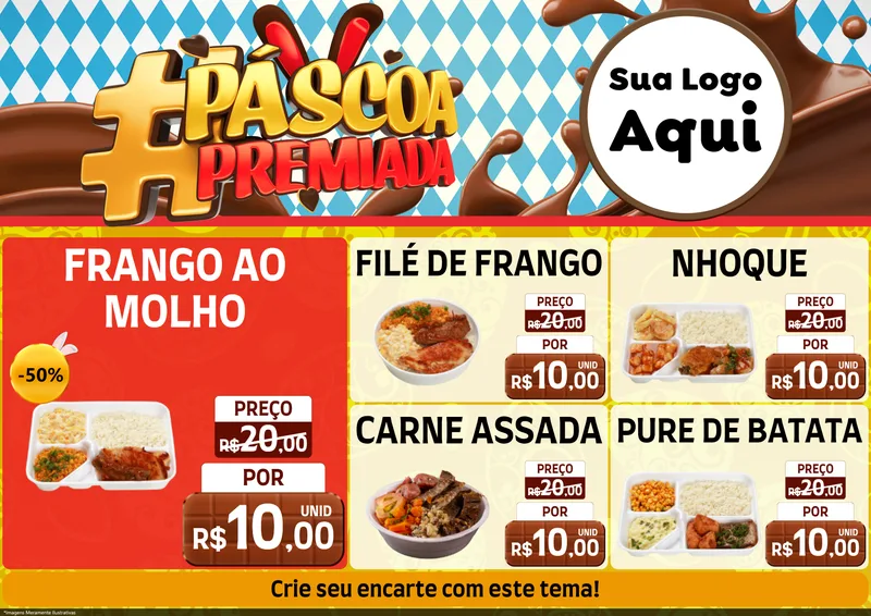 Modelo de Encarte para Encarte A4 Horizontal com o tema Páscoa Premiada para Restaurante
