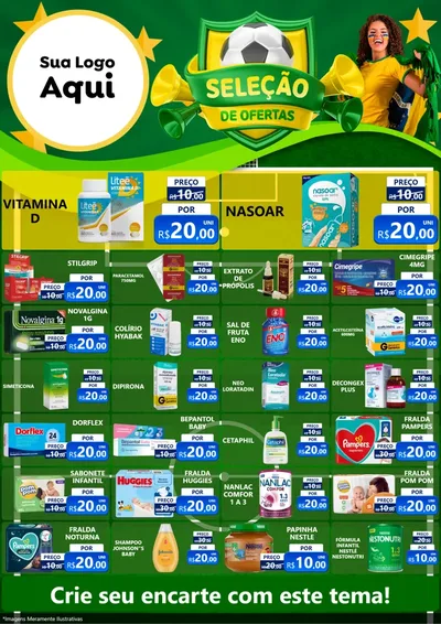 Modelo de Encarte para Encarte A4 Vertical com o tema Seleção de Ofertas - Copa para Farmácia
