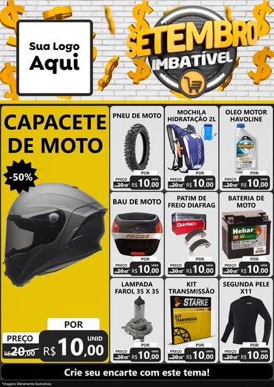 Modelo de Encarte para Encarte A4 Vertical com o tema Setembro Imbatível para Moto peças