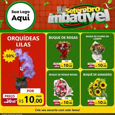 Modelo de Rede Social para Feed Facebook com o tema Setembro Imbatível para Floricultura e jardim