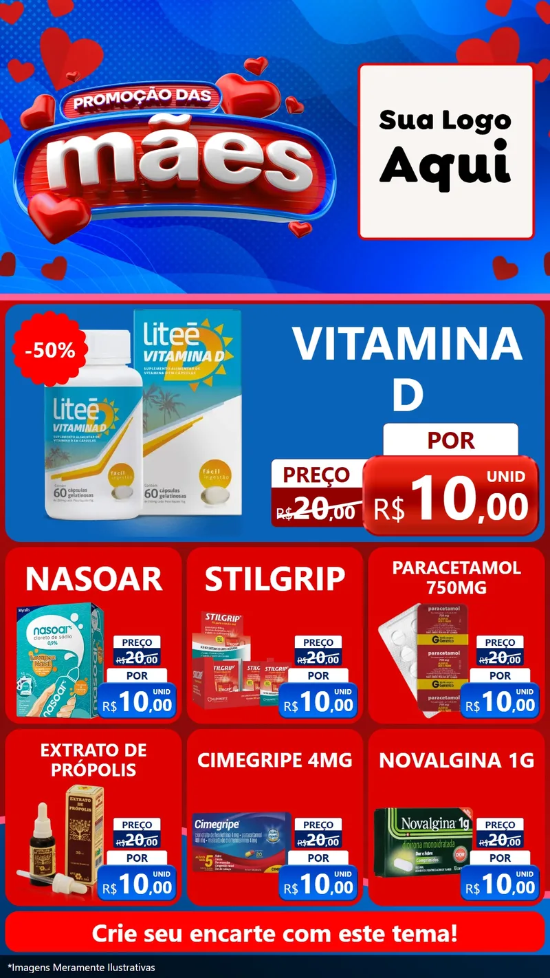 Modelo de Rede Social para Stories com o tema Promoção das Mães para Farmácia
